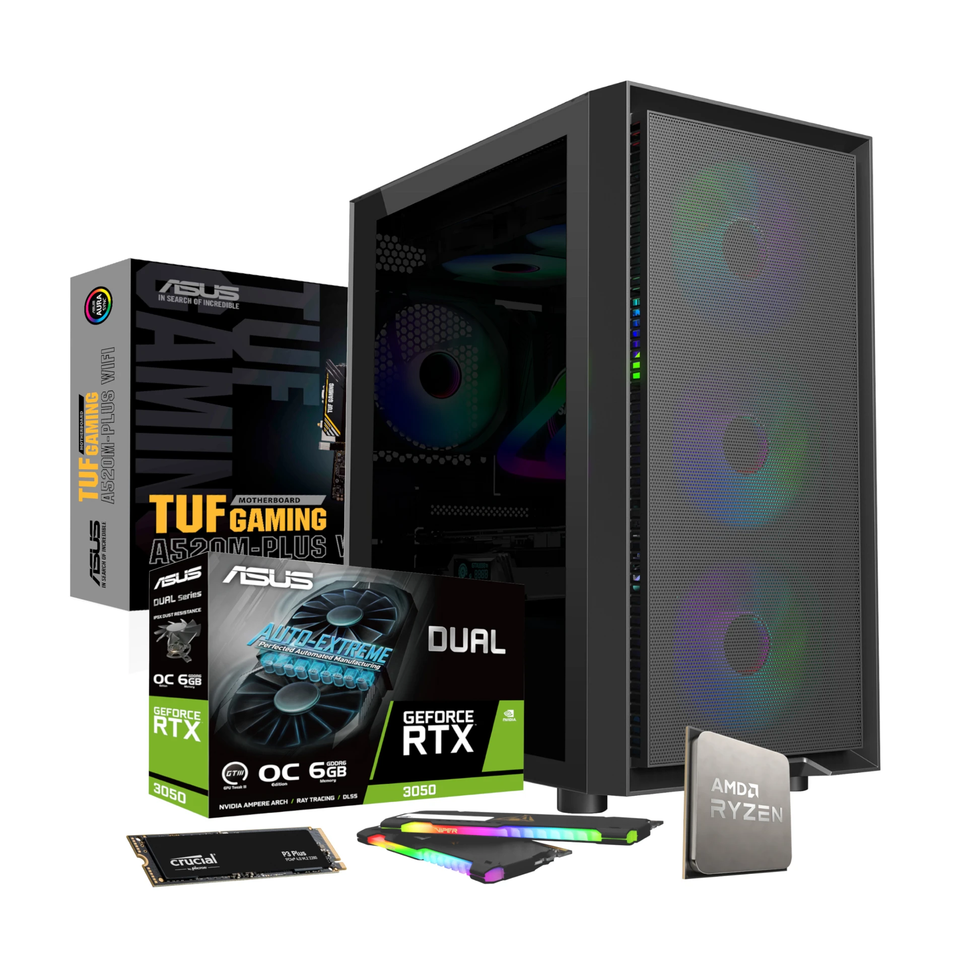 PCBuilder AMD Ryzen 5 5600X SENTINEL RTX3050 Win11 Gaming PC