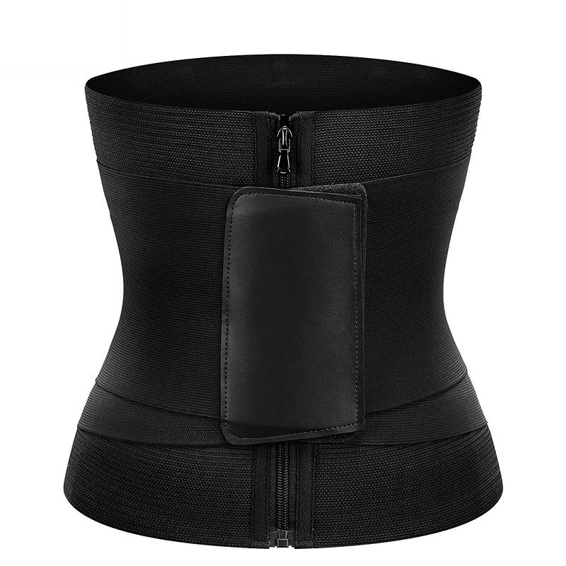 Women Waist Trainer Belly Wrap with Zipper Waistband Sport Girdle Shapewear