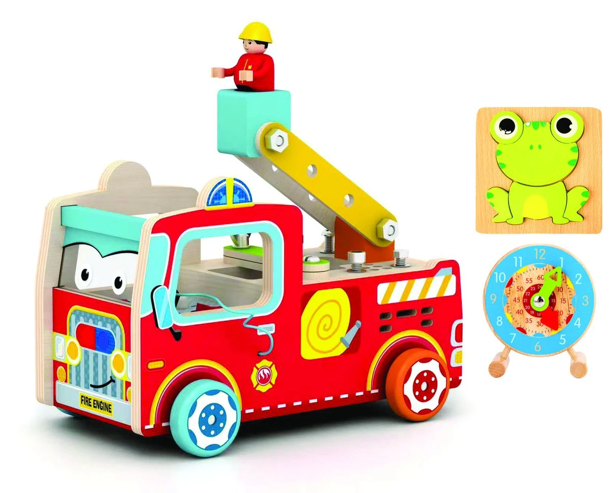 Children Motor Skills Board Educational Toy Fire Engine Truck Sensory Board