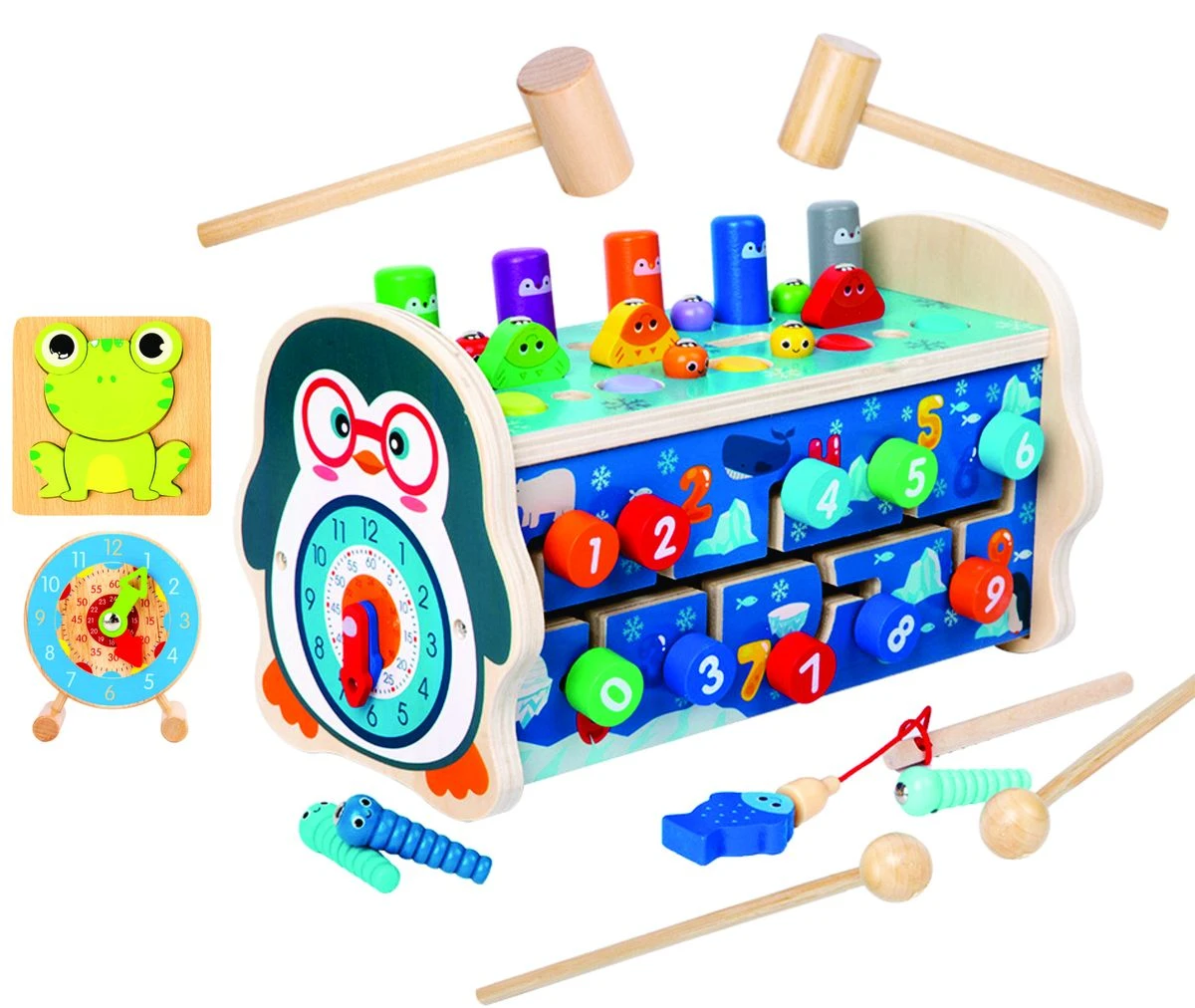 7 In 1 Hammering Pounding Number Track Educational Sensory Toy For Toddlers