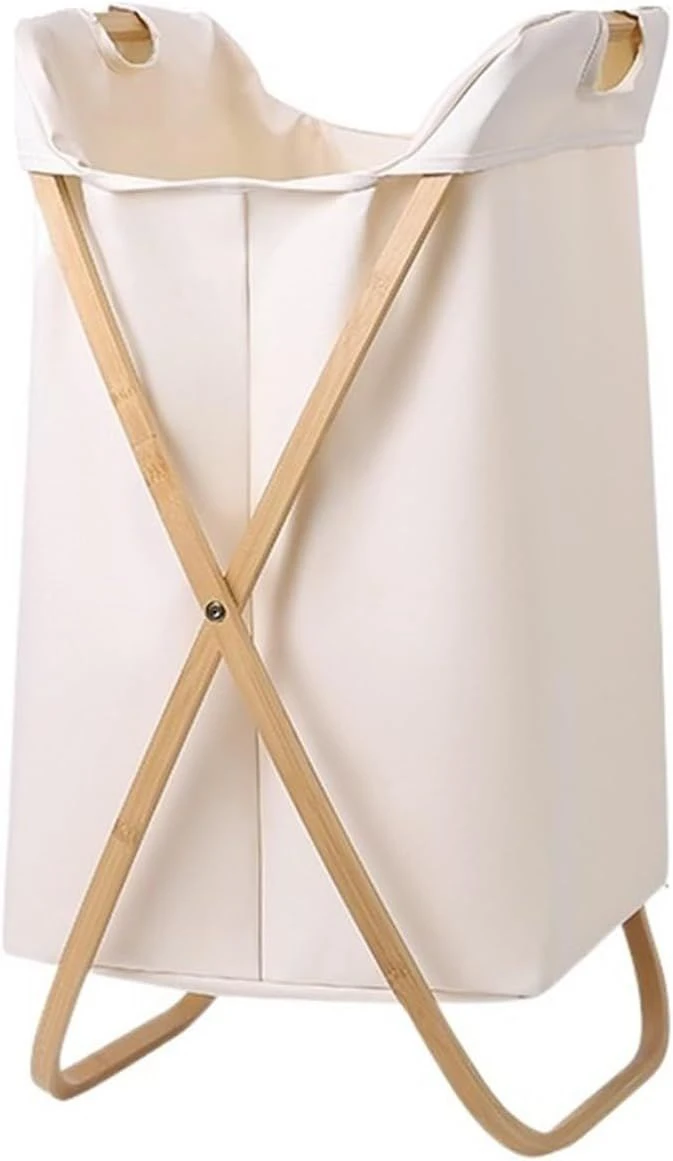 Large Laundry Hamper with Handles, Home Foldable Storage Basket Organizer - White