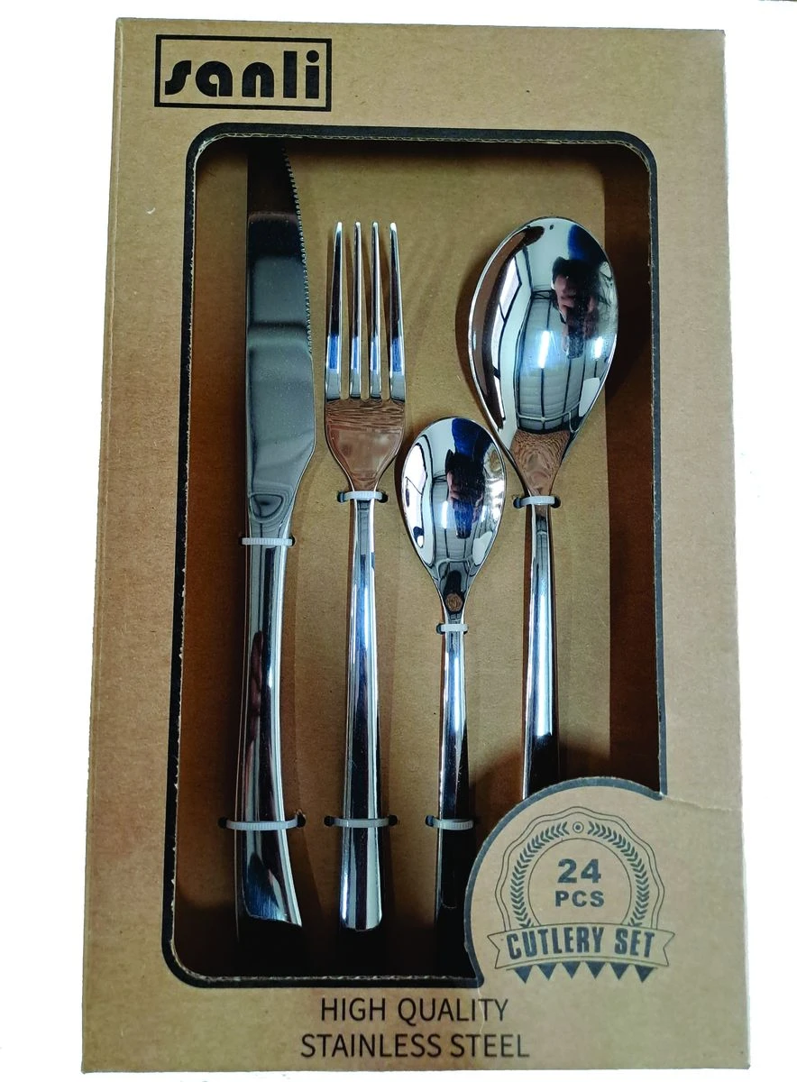24 Piece Sanli Silverware Flatware Stainless Steel Kitchen Cutlery Dinner Set