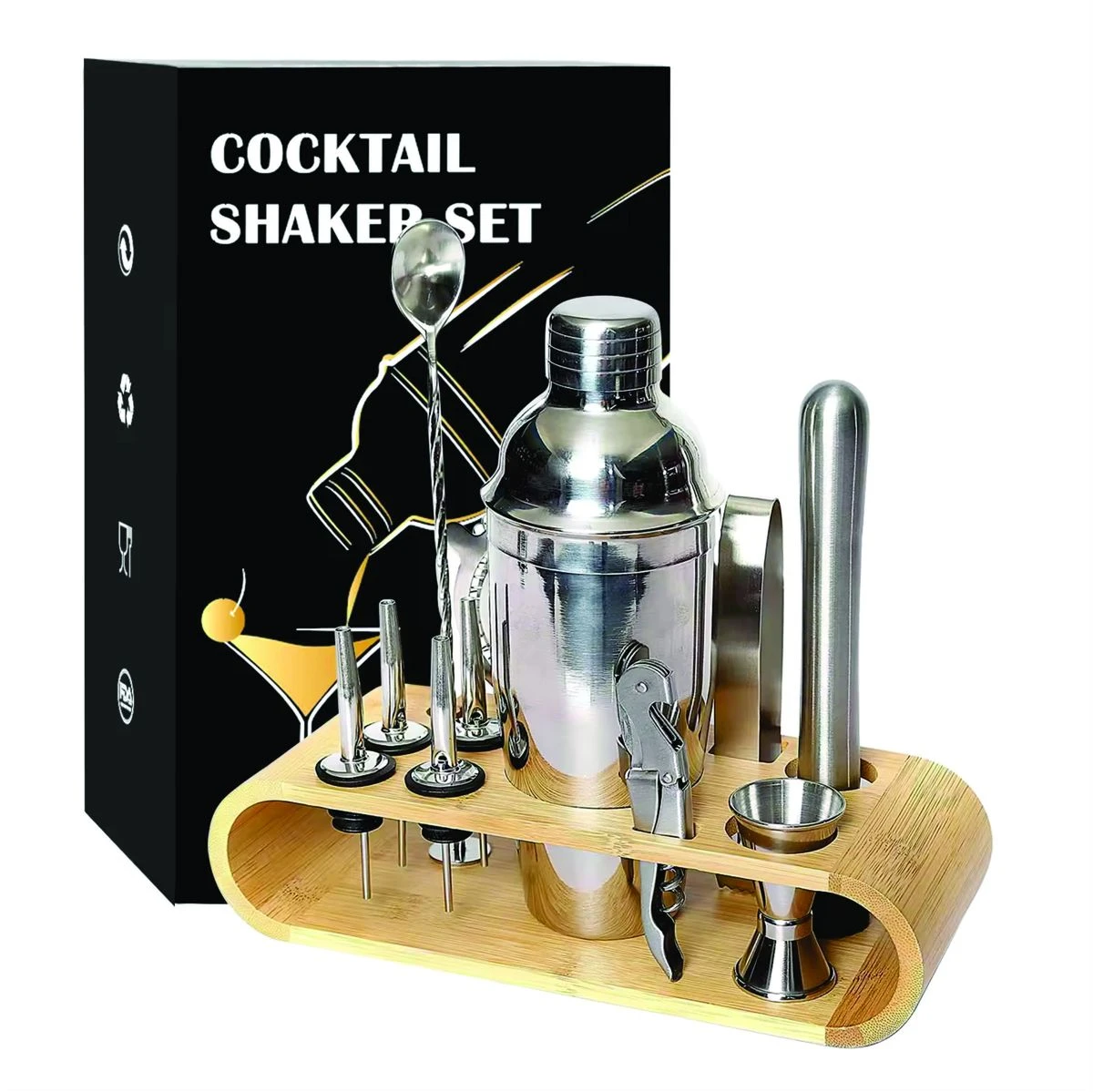 Mini Bartender Kit Staimnless Steel Cocktail Shaker Drink Making Tool Set