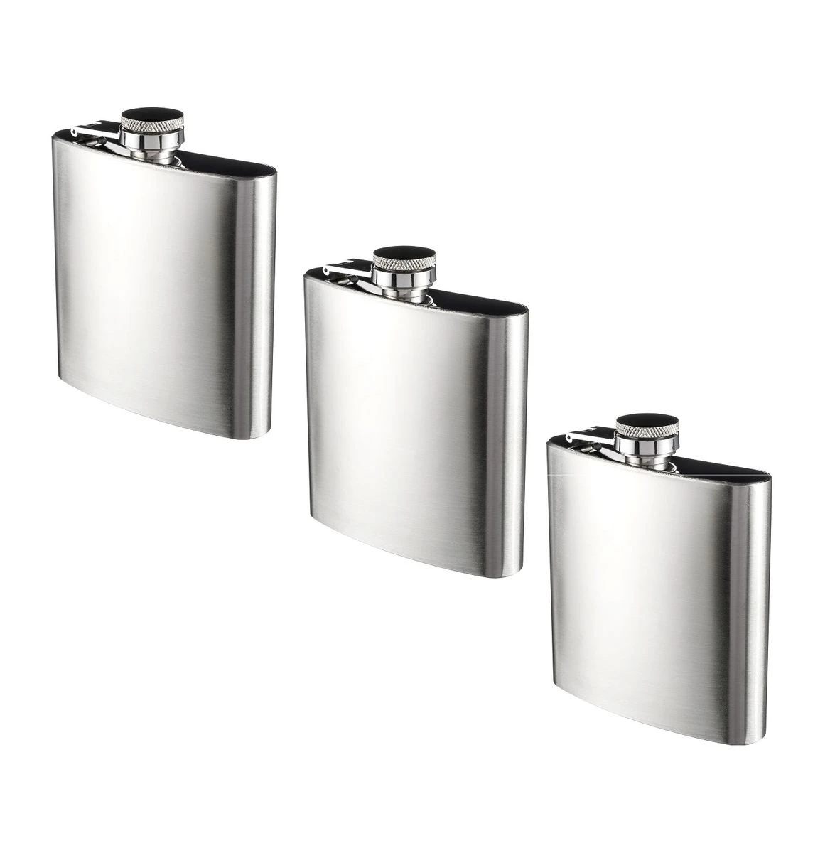 Stainless Steel Hip Flask to Carry Your Booze - 177ml - Set of 3