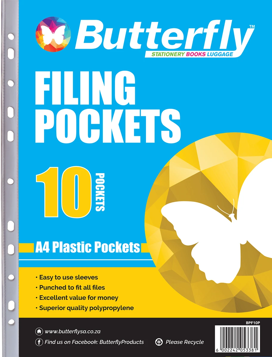 Butterfly Filing Pockets A4 10's