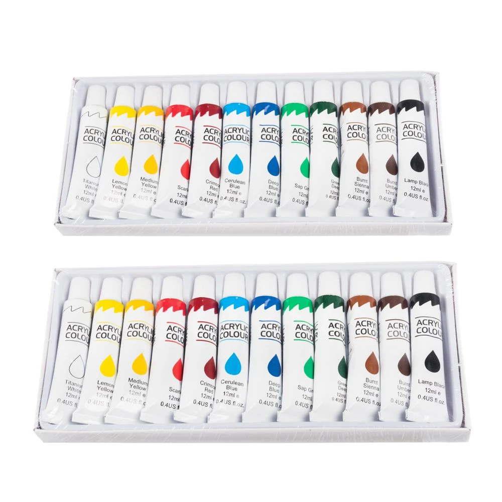 Art & Craft Paint Acrylic Painting 12 Colour 12 Tubes Set - 12ml (2 Pack)
