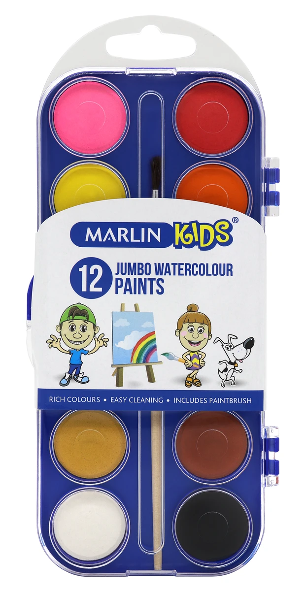 Marlin Kids Jumbo Watercolours - 12 Pats