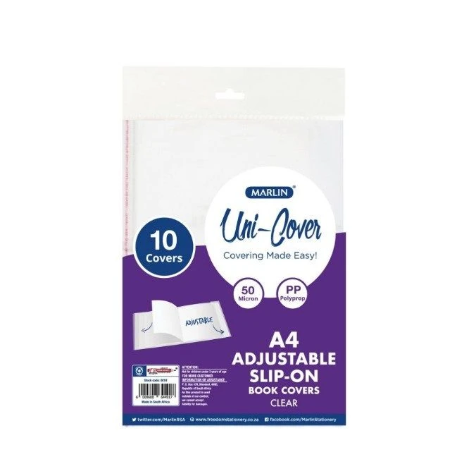Marlin - 10 A4 Adjustable Book Covers 50 Micron x 5