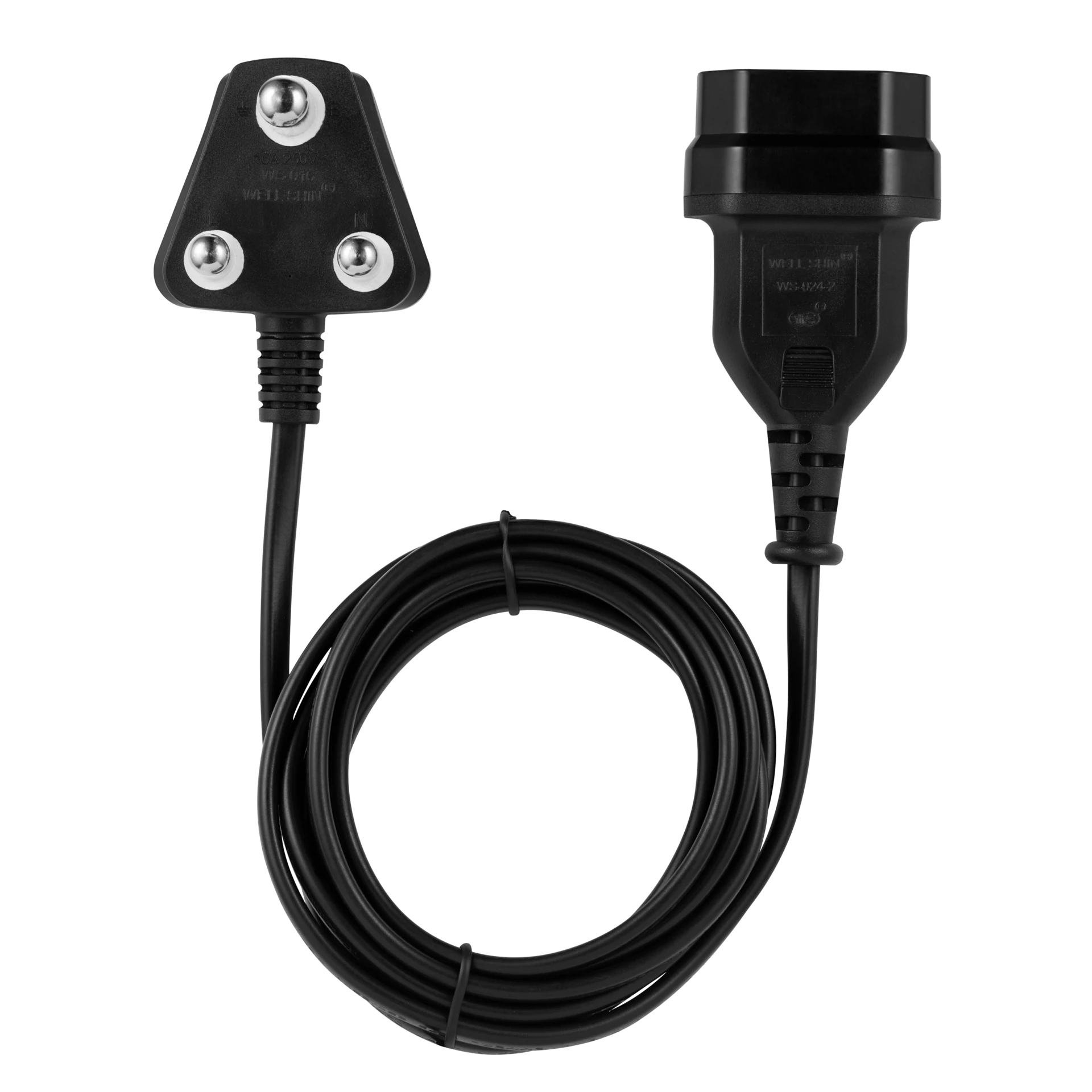 Switched Easy Cable Extender Sa 3Pin To 2Pin Euro Socket 2m Black