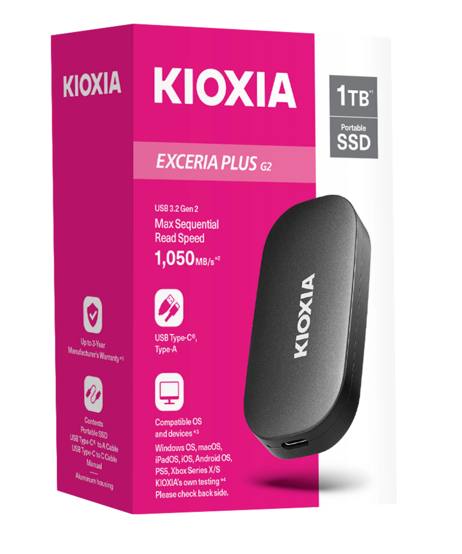 Kioxia Exceria Plus G2 1TB Portable SSD With 1050MBs