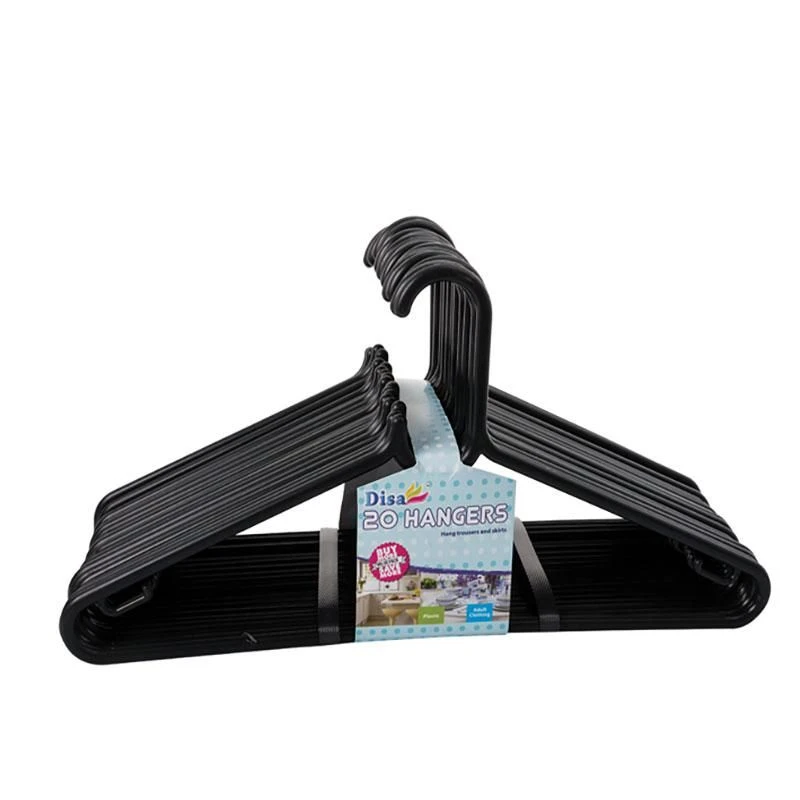 Black Clothes Hangers Plastic - 20 Piece Per Pack - 2 Packs