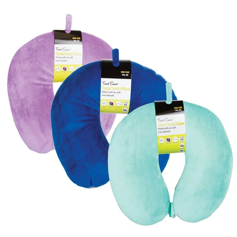 Bulk Pack x 3 Travel Neck-Pillow With Fastener (Foam Filled)