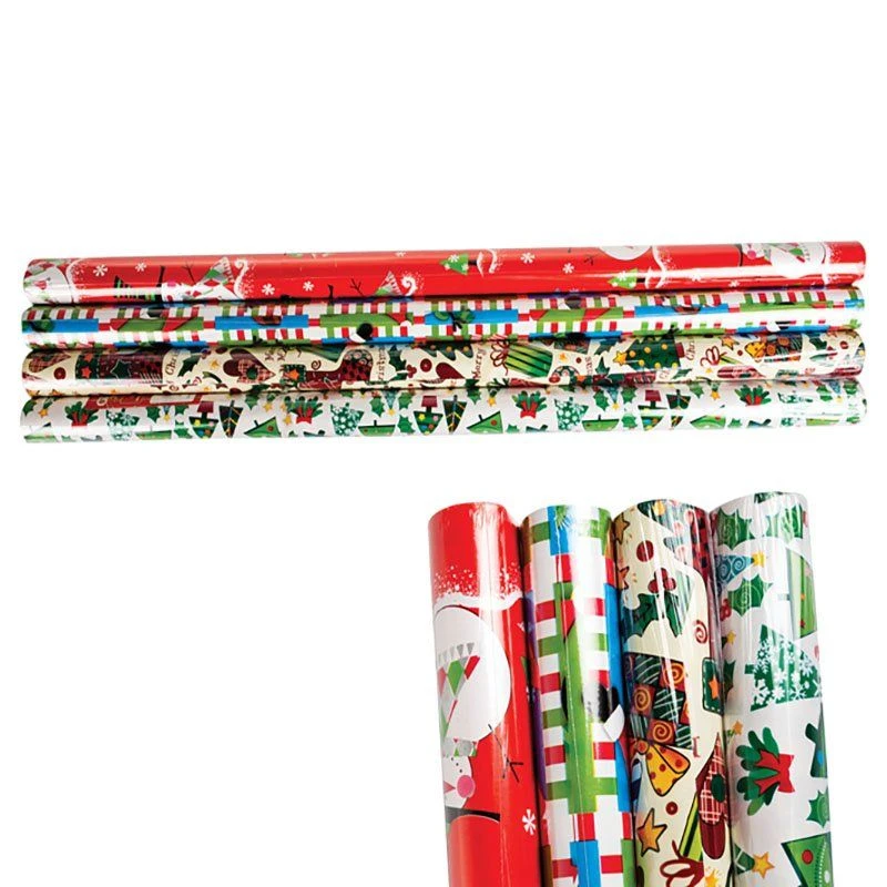 Bulk Pack x 4 Xmas Stationery Gift Wrap 10mx700mm