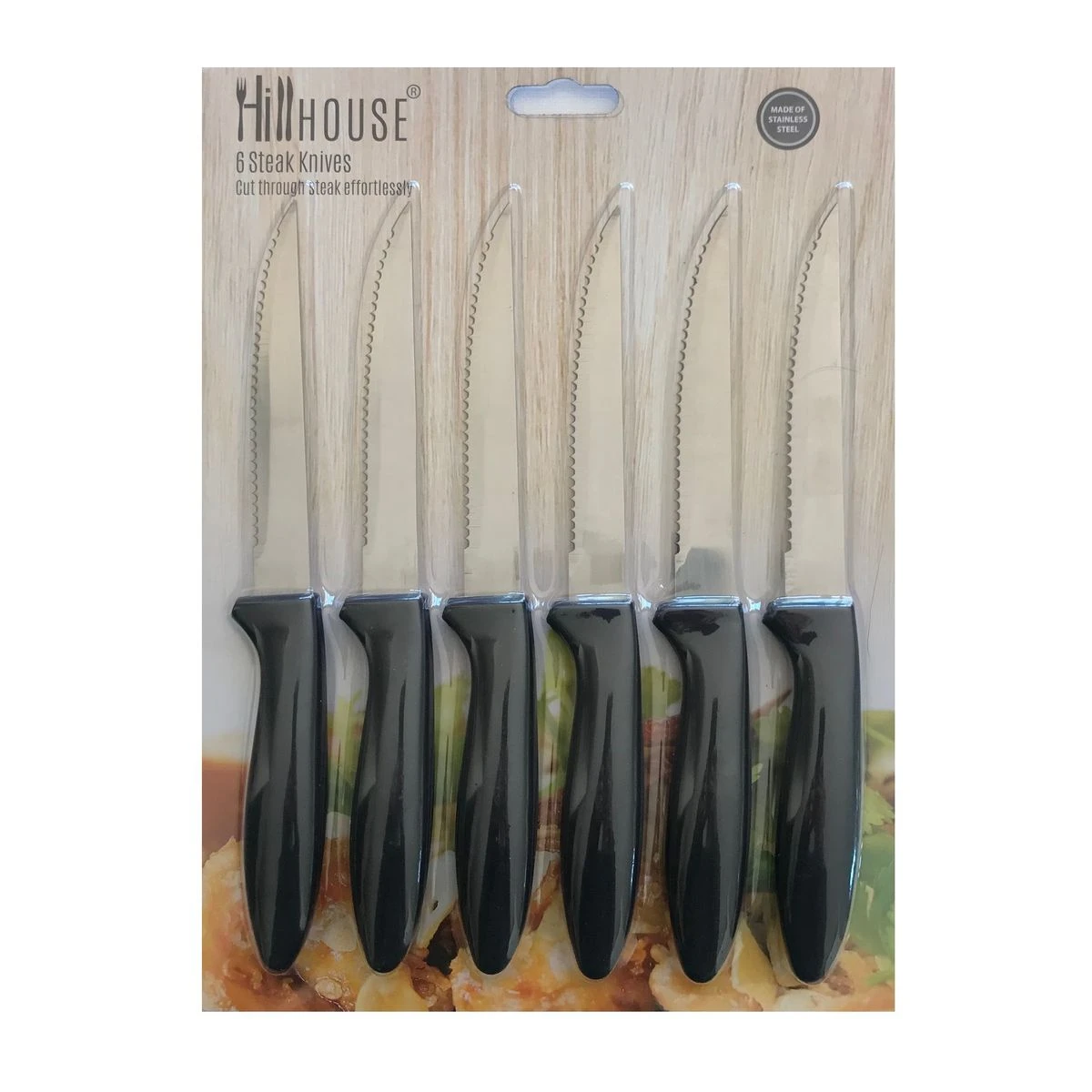 6 Piece Serrated Stainless Steel Steak Knives Set