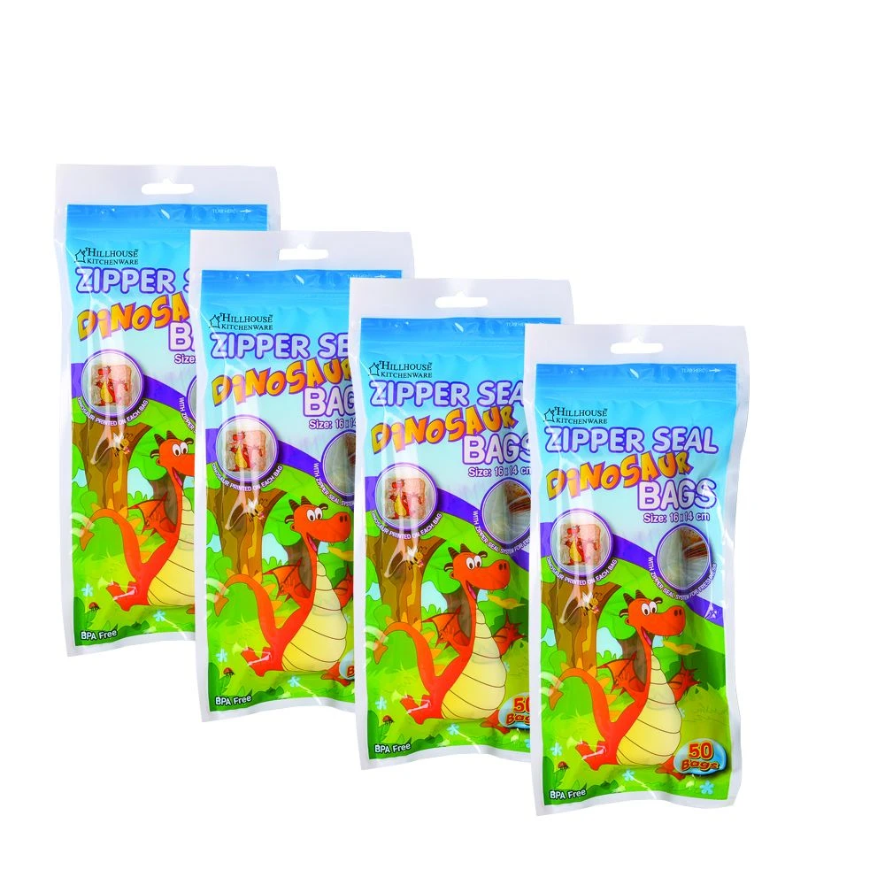 Dinosaur Zipper Seal Bags - Set of 4 (50 Per Pack)
