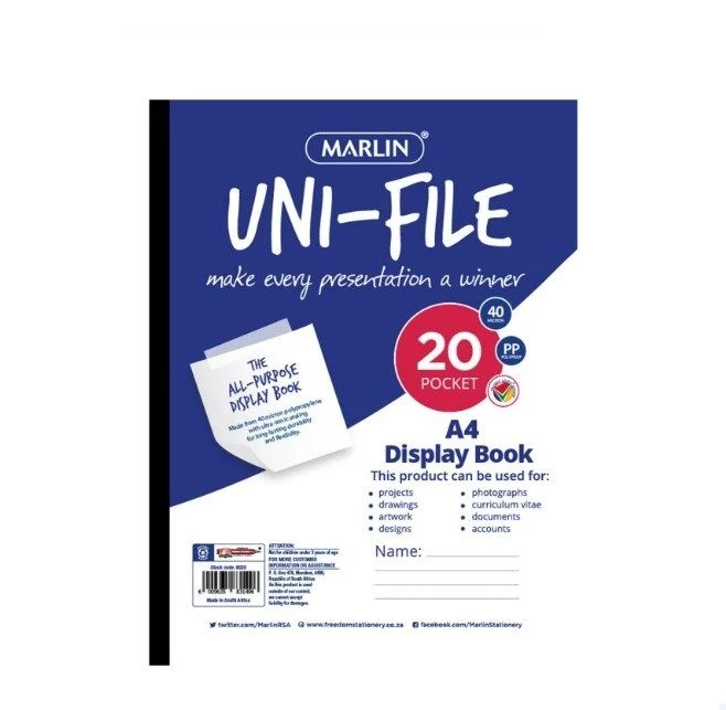 Marlin - 20 pocket Uni-File Display Book (Pack Of 10)