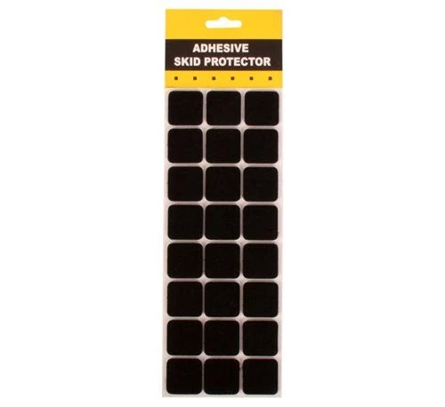 Bulk Pack 5 x Black Adhesive Protection Pads 30mm Square, Card 24