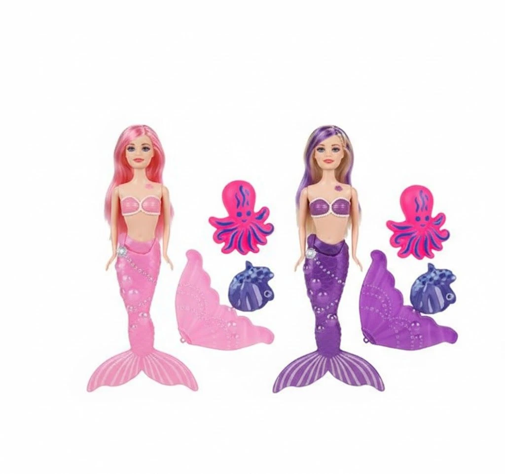 Bulk Pack x 2 Doll Mermaid Light Up Tail 27 Cm