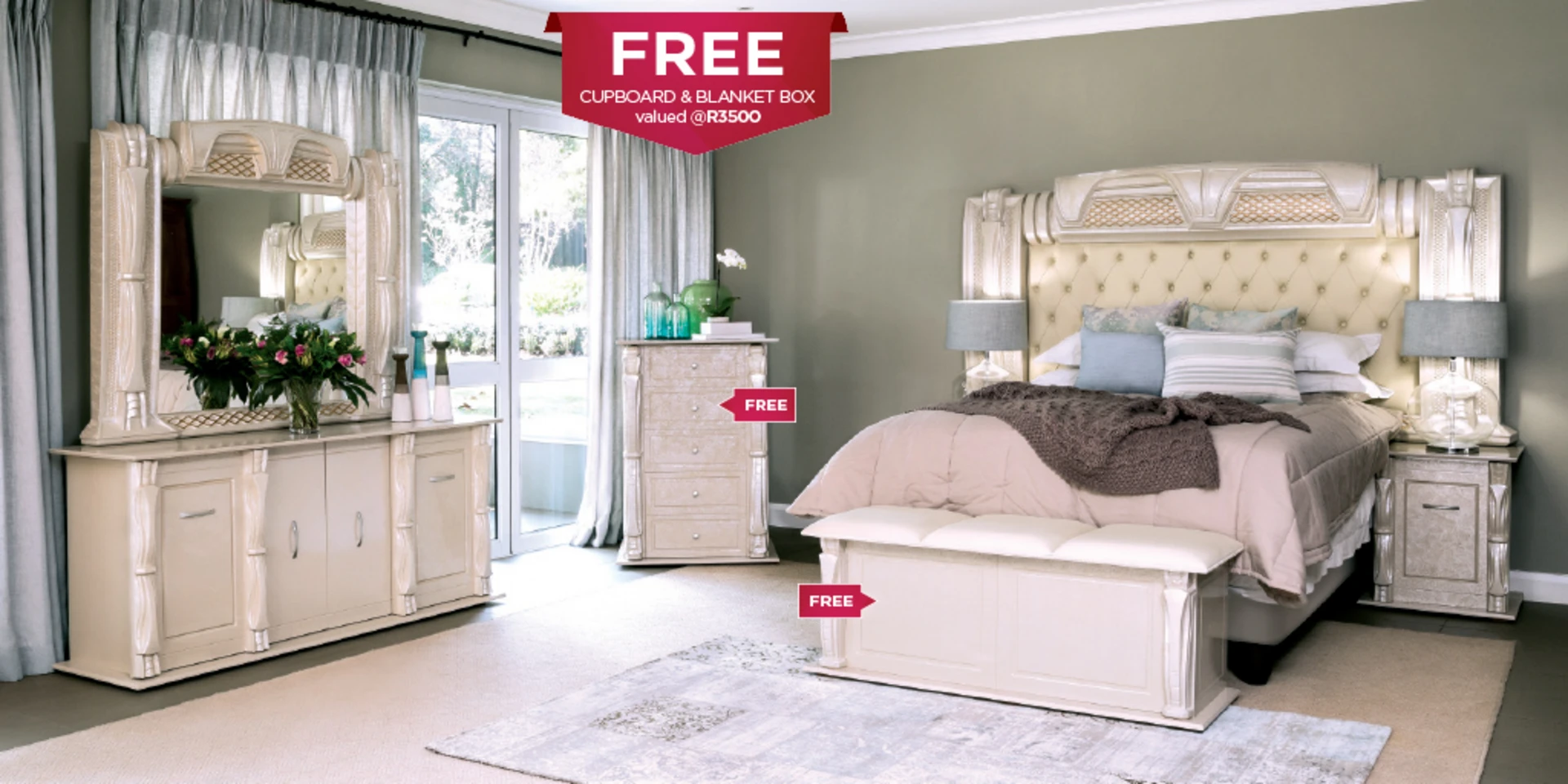 Titania MK2 4 Piece Bedroom Suite, Beige