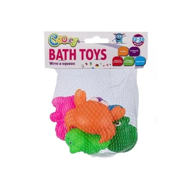 Bath Buddies - 6 x Floating and Squeaking Bath Toys - Assorted Colors