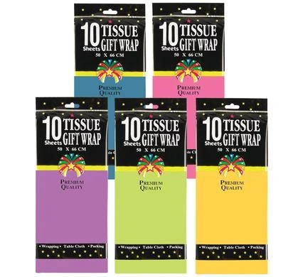 Bulk Pack 15 X Tissue Paper 50x66cm 10 x Sheets - Brights
