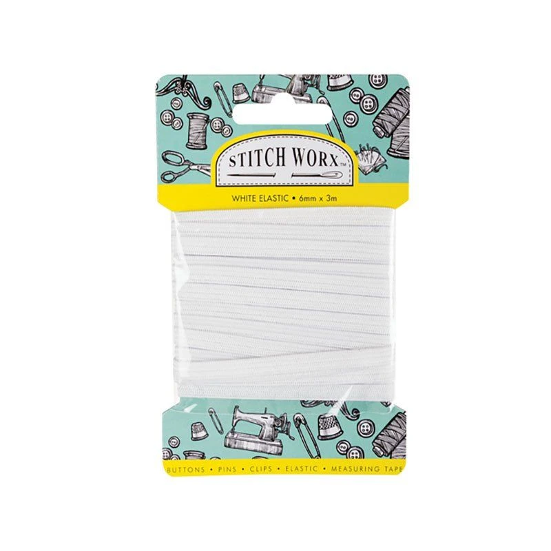Bulk Pack x 3 Haberdashery Elastic 6mmx3m White