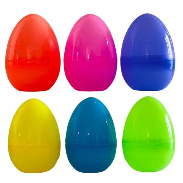 Jumbo Plastic Fillable Easter Hunt Eggs - 14cm x 9.5cm - Set of 6