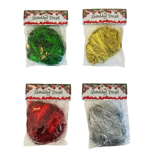 Shredded Tinsel Christmas Decoration 30g (4 Piece)