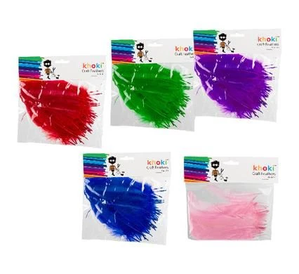 Bulk Pack 6 X Art and Craft Feathers - Pack of 50 Assorted Colours