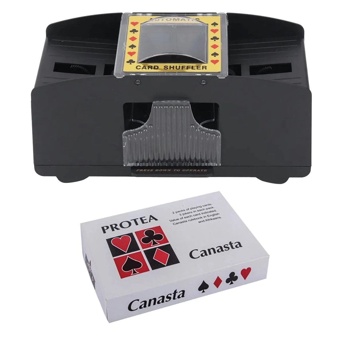 Card Shuffler Machine & Canasta 2 Piece Playing Card Set