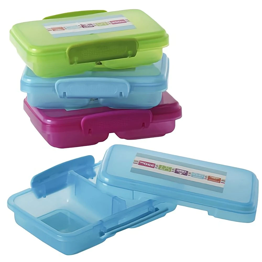 Bulk Pack x 6 Lunch Box With Clips 2-Division 16x10x3cm