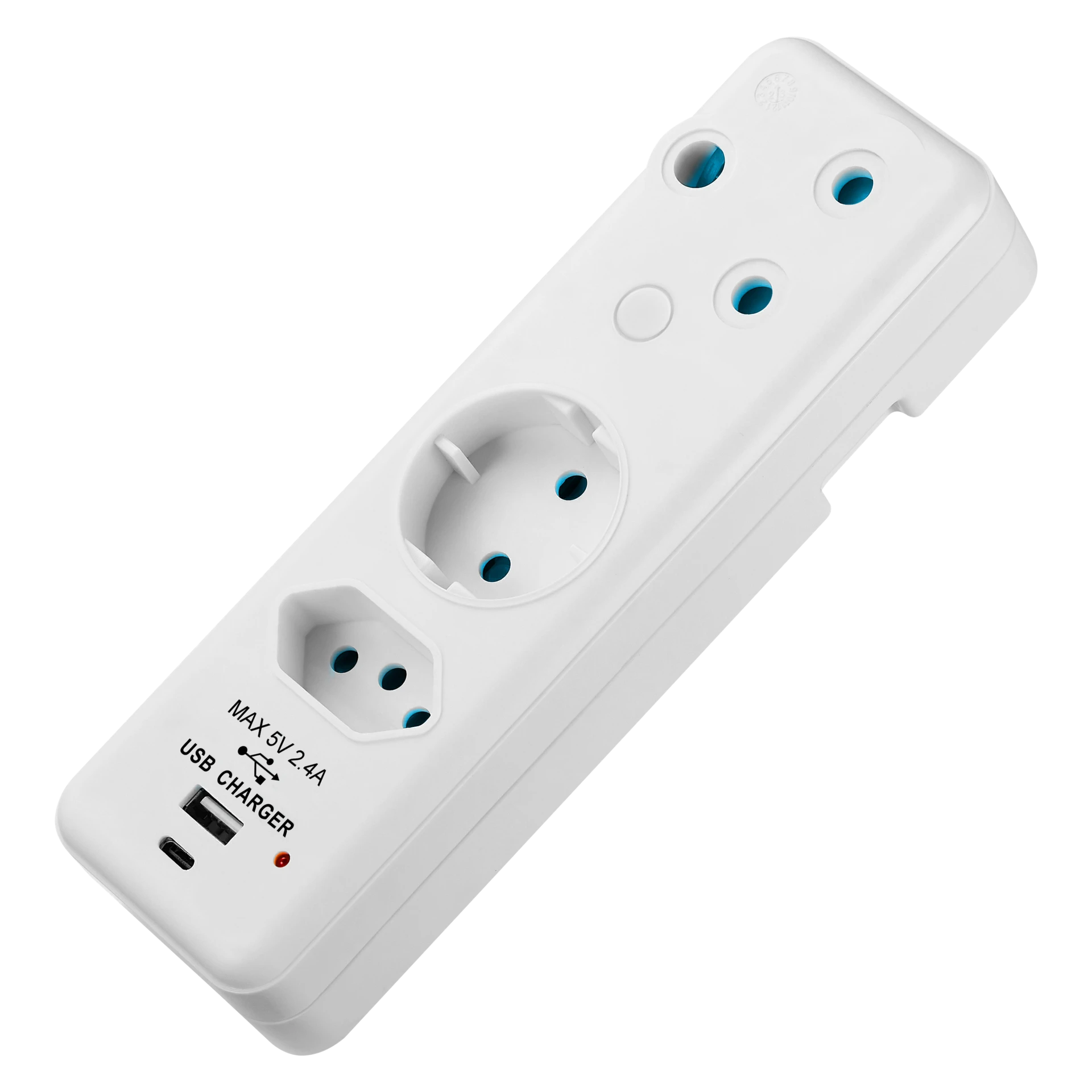 Ellies 3-Way Schuko Adaptor With Dual Type-C + USB-A Charging
