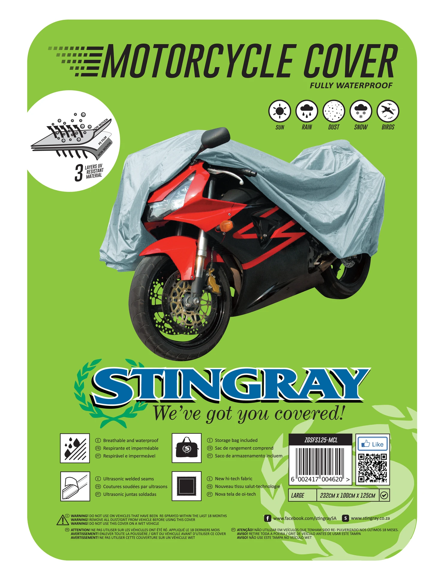 Waterproof Motorbike Cover - Large
