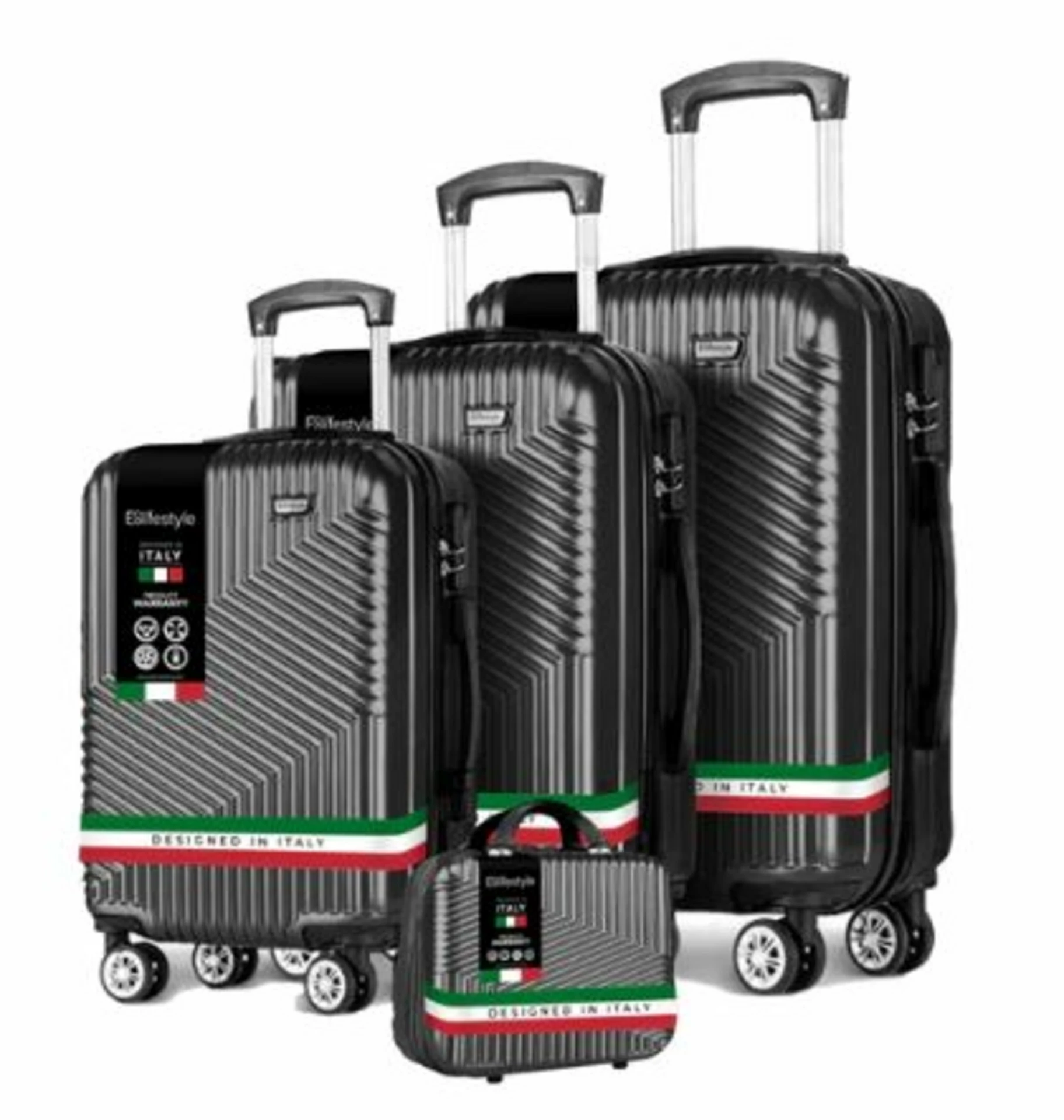 Eco Roma 4 Piece Spinner Suitcase Set Black