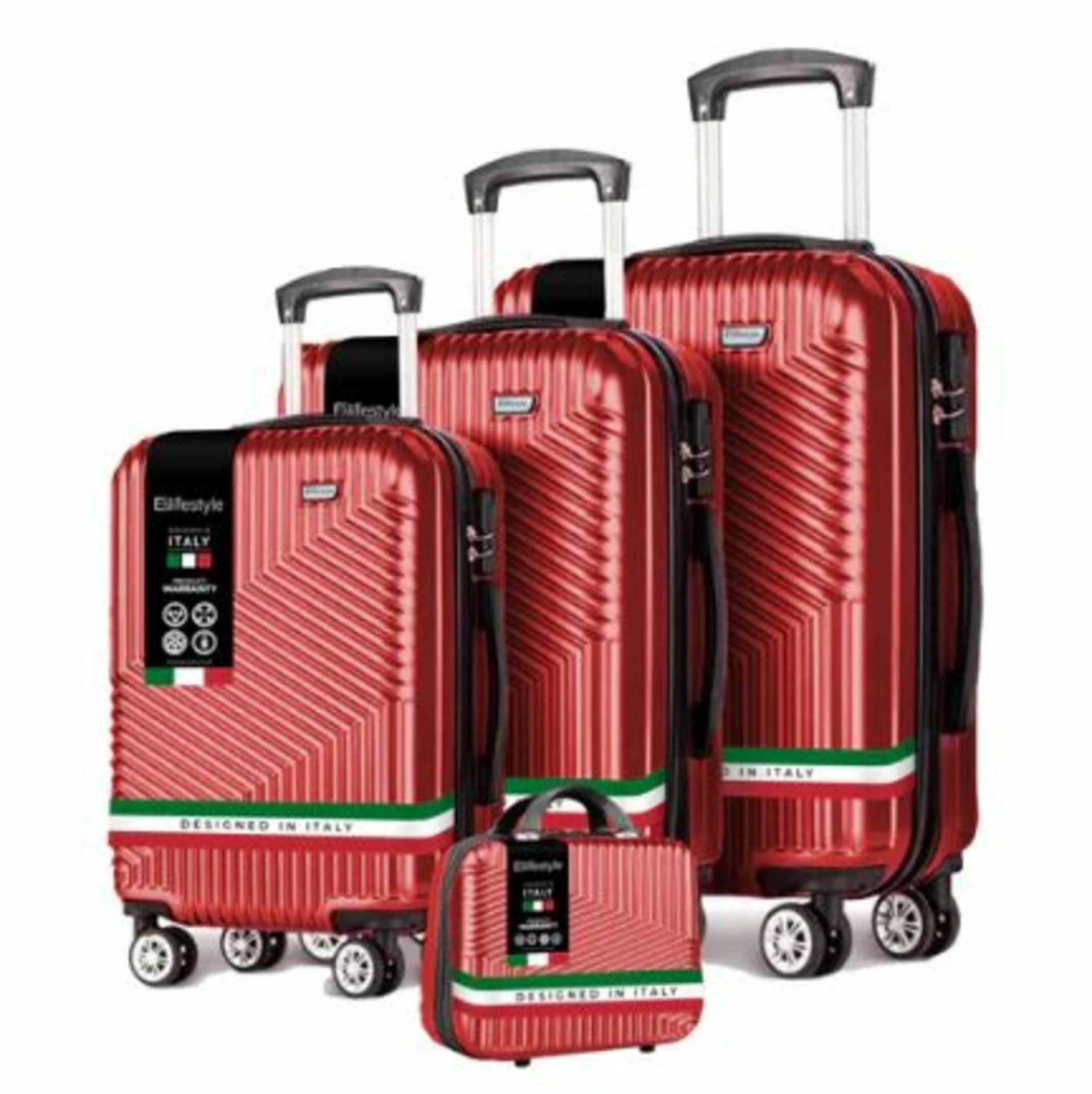 Eco Roma 4 Piece Spinner Suitcase Set Red