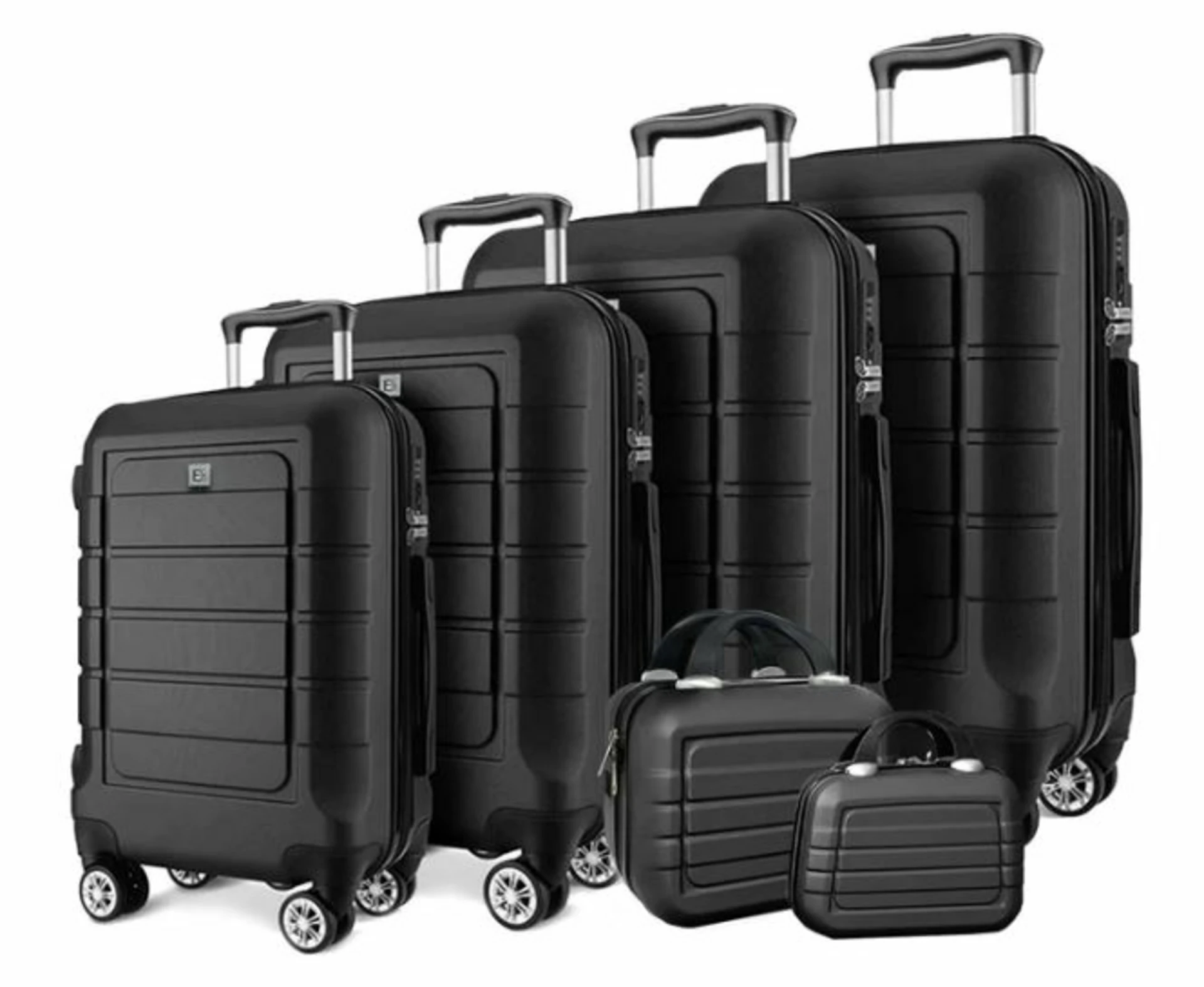 Eco Milan Luggage 6 Piece Suitcase Spinner Set Black