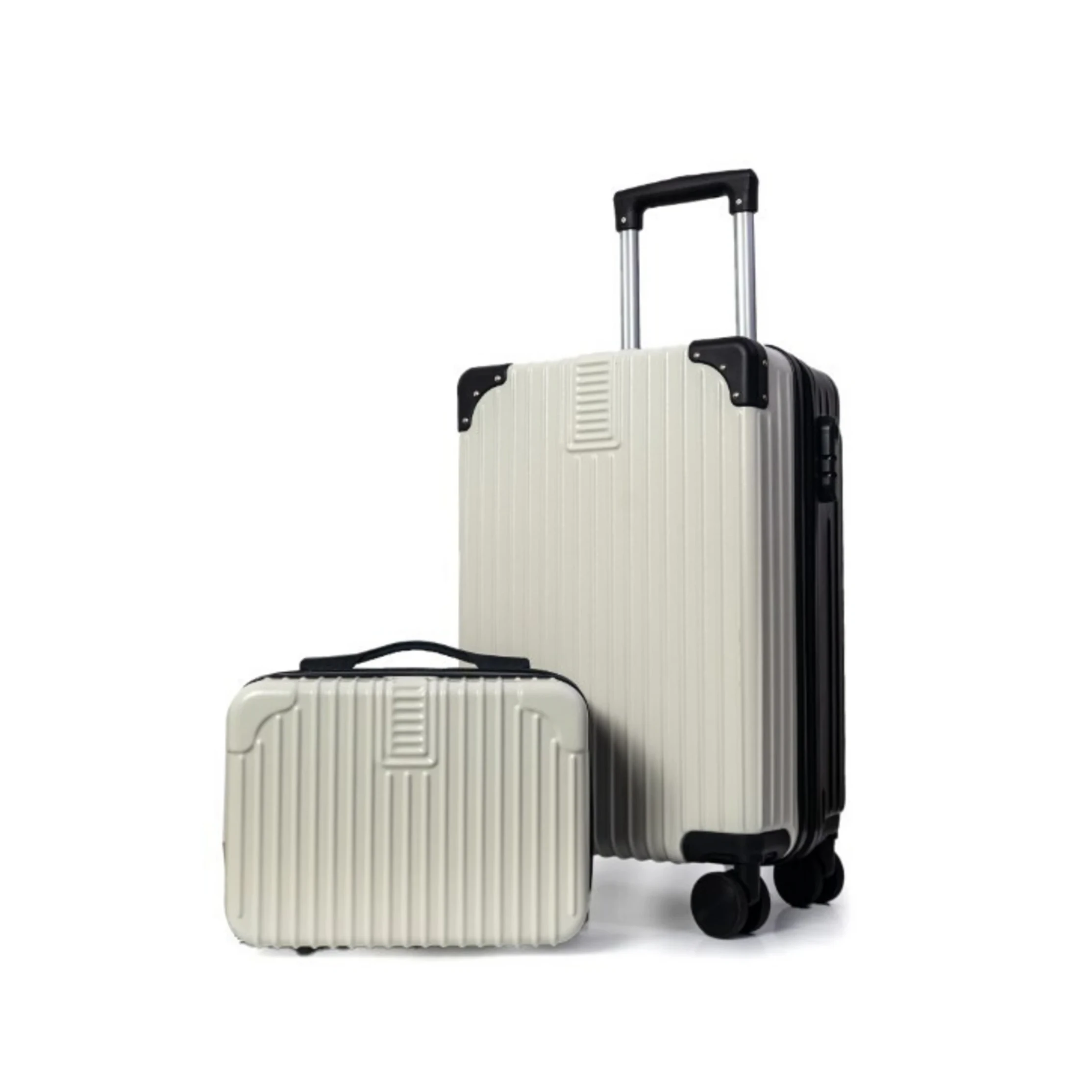 Eco Dubai Hardshell Luggage With Cosmetic Case Black & White