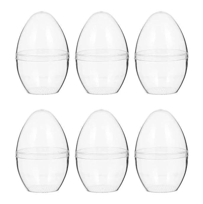 Plastic Fillable Large Transparent Easter Hunt Eggs 15cm x 10cm (Set of 6)