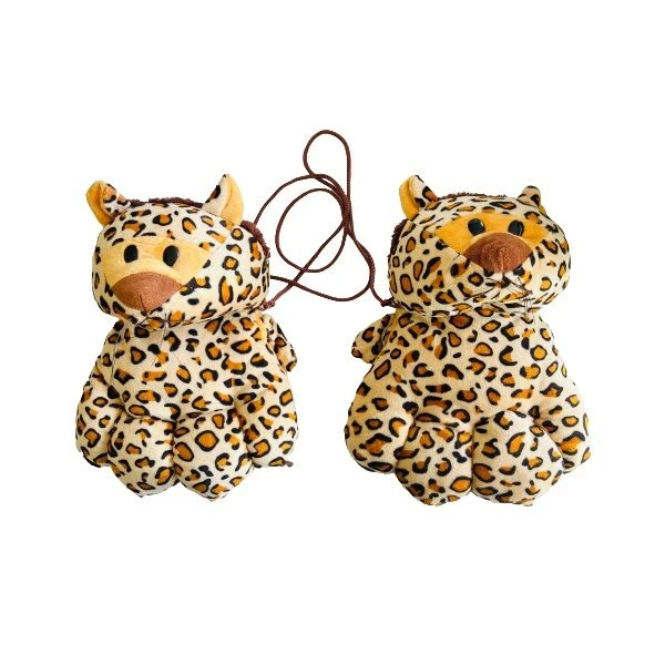 Kids Soft Animal Plush Gloves with Strings - Yellow