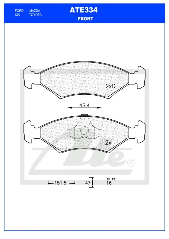 Brake Pad Set, disc brake - ATE - D334