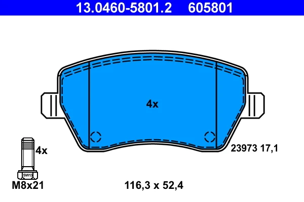Brake Pad Set - ATE - 13.0460-5801.2