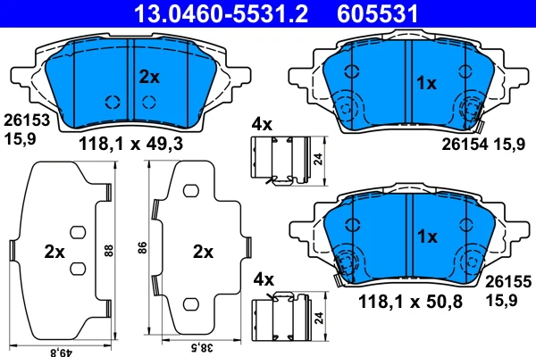 Brake Pad Set - ATE - 13.0460-5531.2