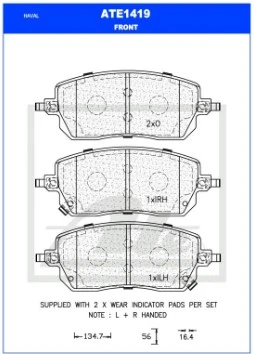 Brake Pad Set, disc brake - ATE - ATG1419