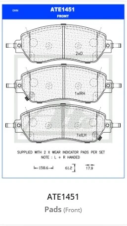 Brake Pad Set, disc brake - ATE - ATG1451