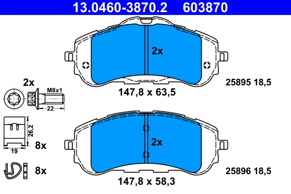 Brake Pad Set, disc brake - ATE - 13.0460-3870.2