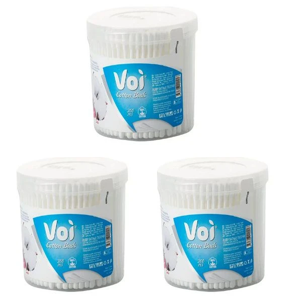 Voi Cotton Earbuds 300pce in Tub - Pack of 3