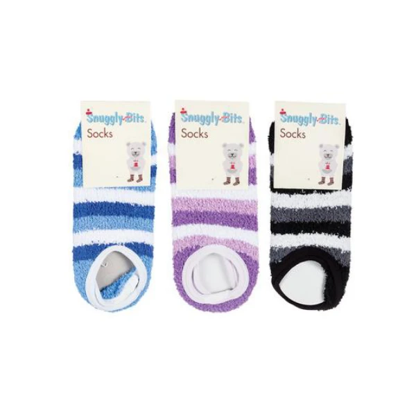 Snuggly Bits Footwear- Assorted Striped Sock Slippers
