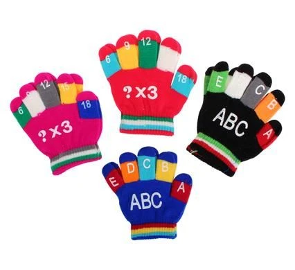 Bulk Pack 8 x Acrylic Knit Baby Gloves - Letters/Numbers