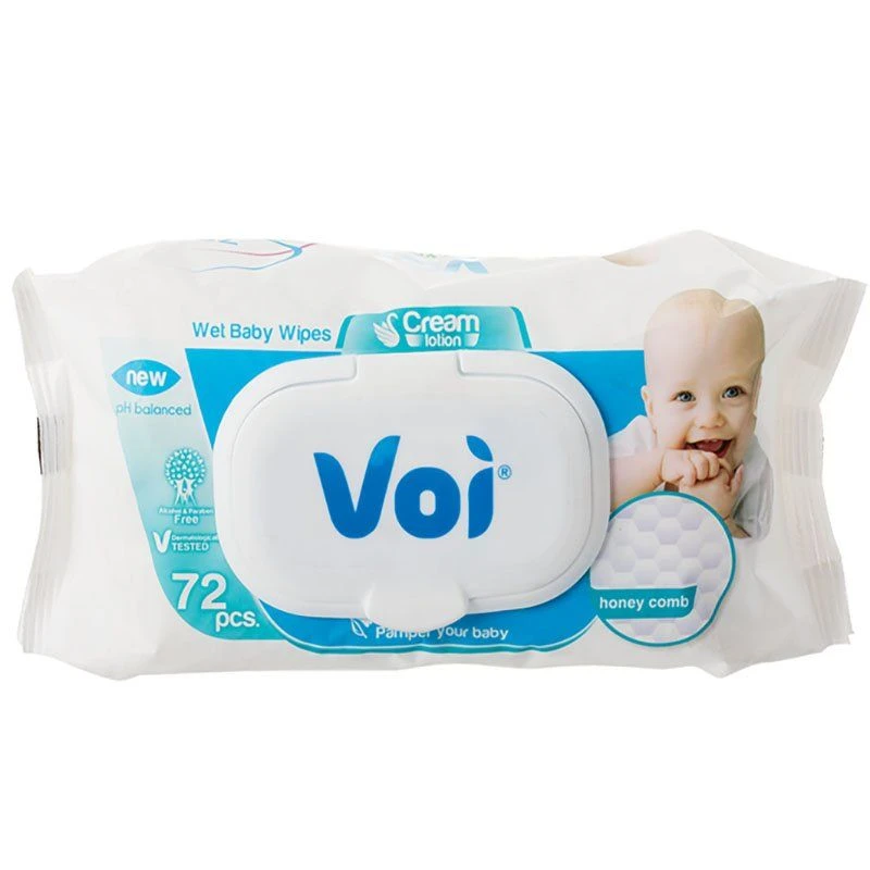 Voi - Wet Wipes - Baby Wipes - Honeycomb - 72 Piece - Pack of 2