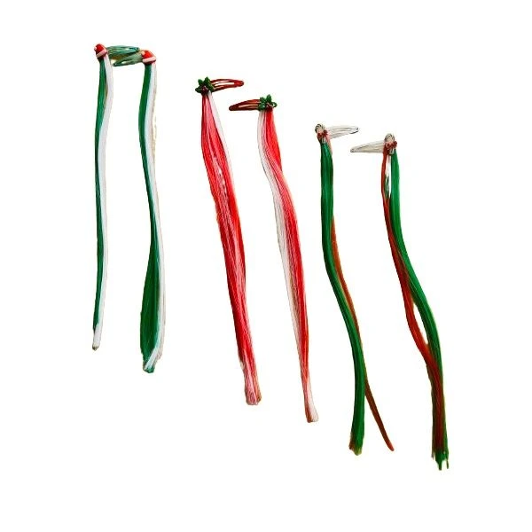 Kids Christmas Hair Clips with Extensions - 6 Piece